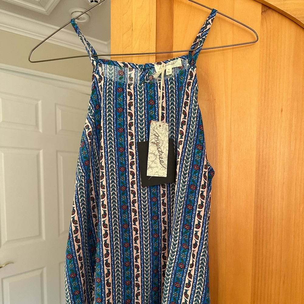 Mystee Blue and White Patterned Spaghetti Strap Top - NWT - Medium